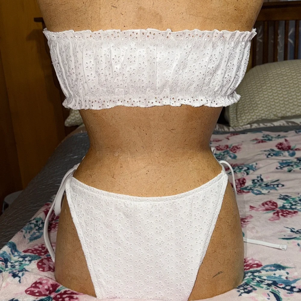 By Frankies Bikinis Rosalind Eyelet Bandeau & Bridgette Eyelet Bikini Bottom